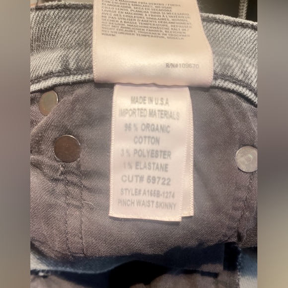 NWT AGOLDE pinch wast skinny ultra highrise grey denim 5 pckt distressed jean 26 - Picture 5 of 5
